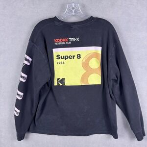 Kodak Mens T-Shirt XL Black Long Sleeve Super 8 Challenge Back Graphic Tee